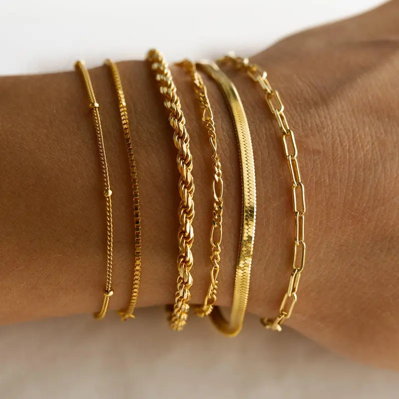 Dainty Gold Bracelets for Women, Adjustable Chain Bracelet Stack Set, Minimalist Fashion Jewelry