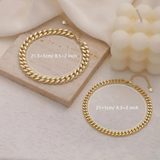 Chunky Cuban Link Anklet for Women, Waterproof Adjustable 8.5+2 Inch Chain, Trendy Summer Beach Jewelry Gift