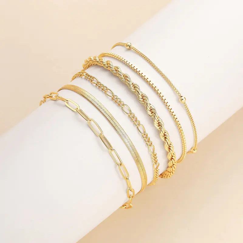 Dainty Gold Bracelets for Women, Adjustable Chain Bracelet Stack Set, Minimalist Fashion Jewelry