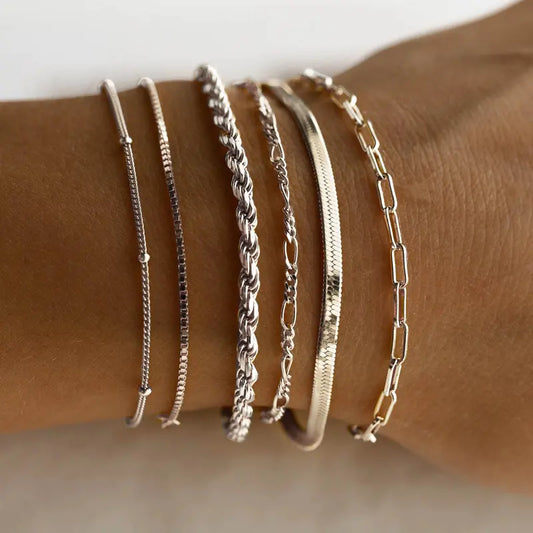 Dainty Gold Bracelets for Women, Adjustable Chain Bracelet Stack Set, Minimalist Fashion Jewelry